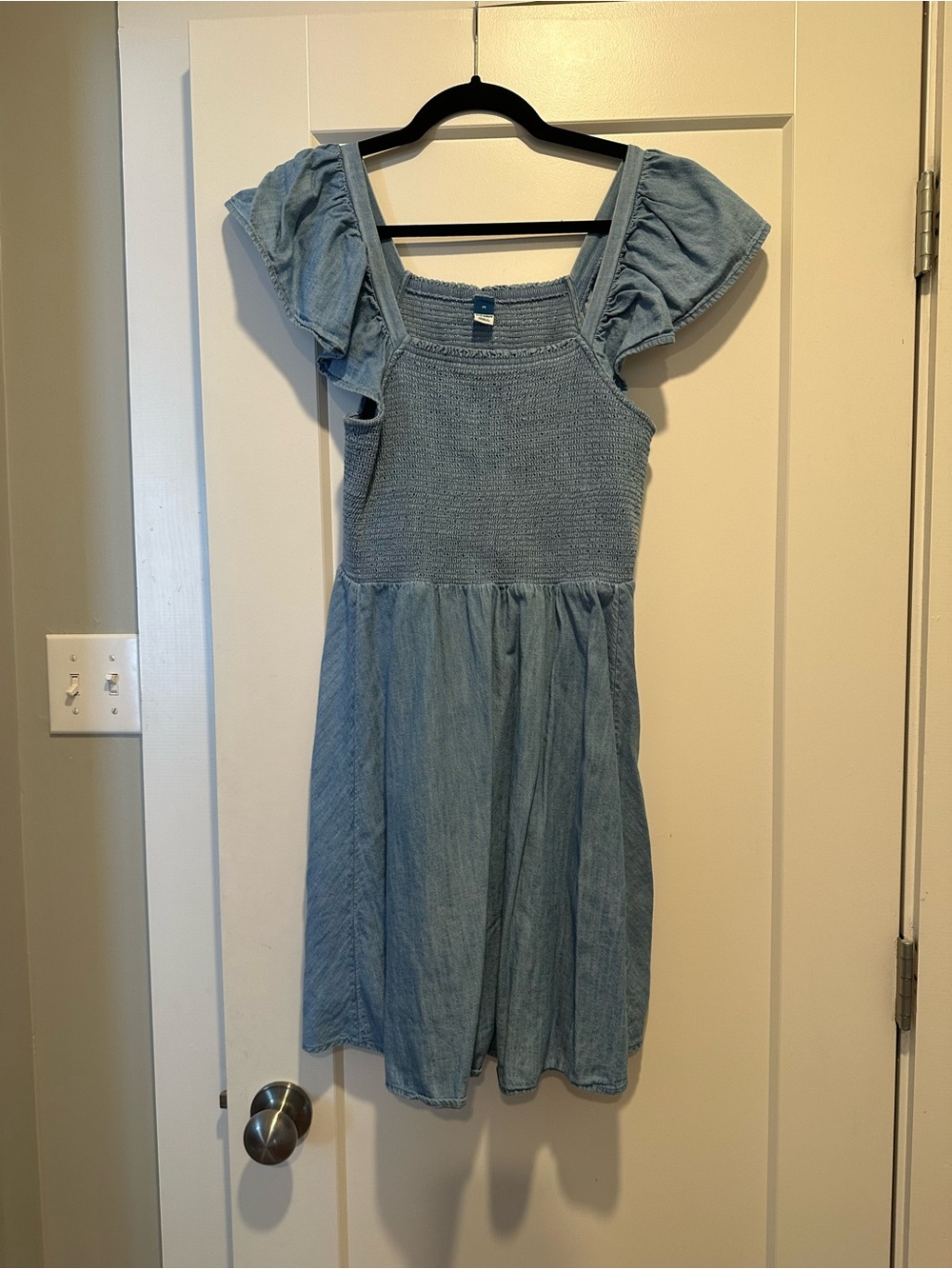 Chambray Smocked Bodice Dress
